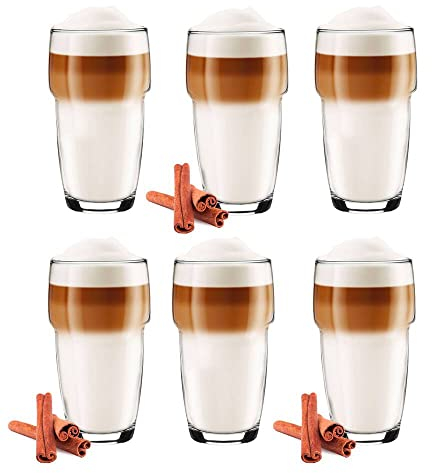 Glasmark KROSNO, 250ml, Set von 6, Highball-Glas, Latte Macchiato Gläser, Kaffeegläser, Trinkgläser Set, Stapelgläser, Teegläser, Mehrzweckgläser, Spülmaschinenfest, perfekter Glanz