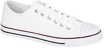 GladRags Women's Ladies Girls Low Top Canvas Trainers, Pumps, Plimsolls White Size 7