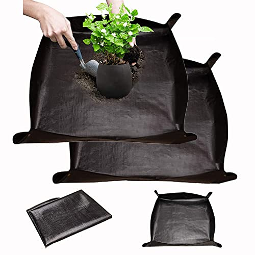 BIUWING 2 Stück 100,1 x 100,1 cm große Pflanzen-Umtopfmatte, wasserdichte Umpflanzmatte für den Innenbereich, tragbare Gartenmatte, Faltbare Gartenmatte