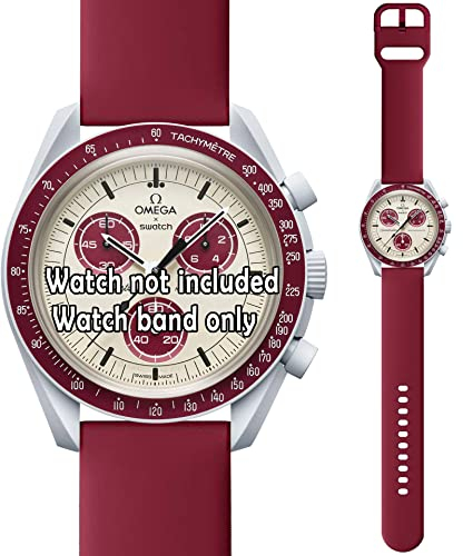 Watch Band for Omega X Swatch Moonswatch Speedmaster 20mm Rubber Quick Release Replacement Strap, 20 MM, Silicone, No Gemstone