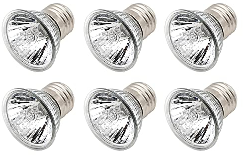 WOOLUCK Schildkröte Wärmelampe Glühbirnen 50W, 220V UVA + UVB Vollspektrum-Sonnenlampe, E27 Dimmbar Halogen-Glühlampe Reptilien Heizung, für Reptil Eidechsenreptilien und Amphibien (6 Stück)