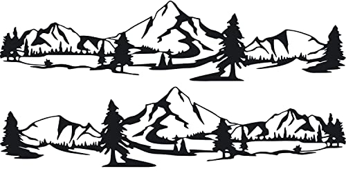 tradercat Aufkleber Auto wohnmobil 2X Mountains Camping Van Wohnwagen Auto Sticker aus Vinyl für alle glatten Oberflächen - Auto Aufkleber mit bebilderter Anleitung (Schwarz)