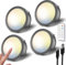 Tedmos USB Rechargeable Spot Lights Indoor with Remote, Black 1600mAh Battery Touch Lights Stick On Magnetic Under Cabinet Wireless LED for Kitchen Counter