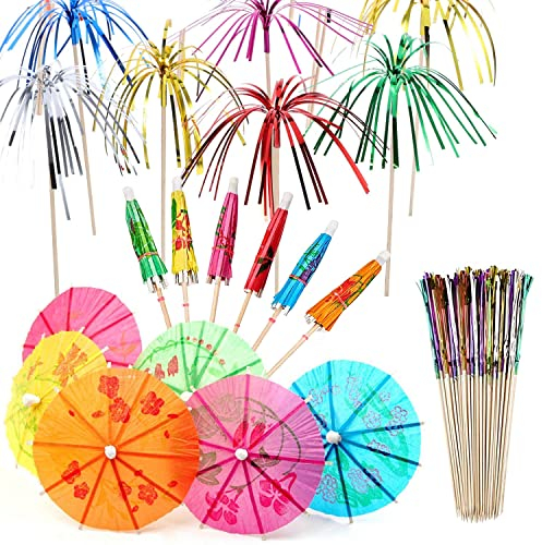 SALADOCY 60 Pcs Cocktailparty Dekorationsgetränke, Mini Getränke Picks, Getränke Dekoration Schirmchen, Gemischte Farben, Für Obst, Kuchen, Bar, Geburtstagsfeier