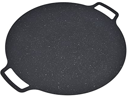 Hyuduo Korean BBQ Grill Pan Iron Nonstick Heat Resistant Round Grilling Tray for Pork Pancakes Ribs (41CM)