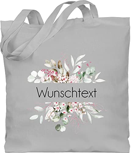 Baumwolltasche - Aufdruck selbst gestalten - Wunschtext I Geschenk personalisiert I Geschenk Weihnachten - Unisize - Hellgrau - einkaufstasche blumen stoffbeutel kindergarten personalisierte blume