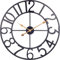 SkyNature Large Wall Clock, 60cm European Industrial Vintage Wall Clocks, Silent Non-Ticking Battery Operated Clock, Decor Metal Clock for Living Room, Kitchen, Bedroom, Office, Outdoor - Black