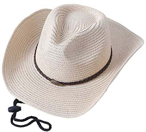 Unisex Solid Ribbon Cowboy Strohhut Cow Head Fried Dough Twist Atmungsaktiver Sonnenschutzhut Baskenmütze Damen Senfgelb (Beige, One Size)