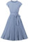 Wellwits Women's Solid Plain Pleated Tea Party Formal Vintage Dress Light Blue S