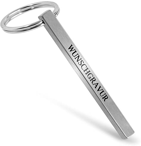 Mister Boncuk® Cubikey Schlüsselanhänger mit Gravur - Personalisierter Schlüsselanhänger aus Edelstahl - Personalisierte Geschenke für Männer und Frauen (Silber matt gebürstet)