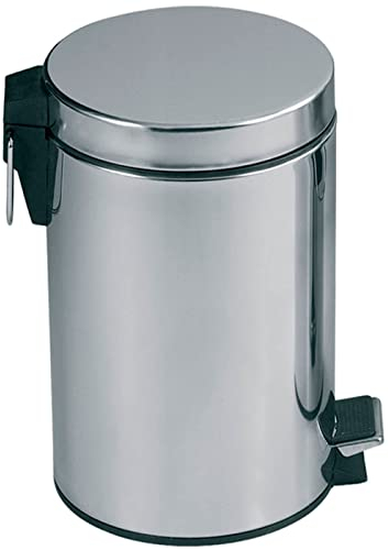 Acan Tradineur - Papelera de acero inoxidable con apertura de pedal y recipiente interior extraíble, cubo de basura, residuos, reciclaje, baño, oficina (5 litros, 29 x 20 cm)