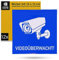 Aufkleber Set Videoüberwacht!, 12 Stück, 12 x 12 cm, selbstklebende Folie, Sticker zum Kleben für Innen- und Außenbereich, Video Kameraüberwachung Hinweis, Warnhinweis Überwachung Videokamera Kit