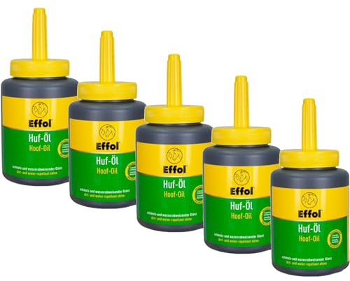 RL24 - Huf-Öl | schmutzabweisendes Huffett mit Pinsel | für brillanten Glanz | besteht aus Lanolin und Lorbeeröl | Hufpflege für Pferde | 5 x 475 ml Pinselflasche (5er Set)
