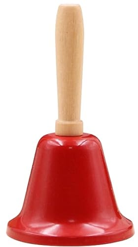 Yililay Holz Handglocke, extra laut, Weihnachtsklingelglocke, Messingglocke, 6,3 cm, Teeglocke, Service Klingelglocke für Hochzeiten, Weihnachten, Schule, Rot
