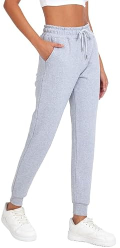 COMEOR Jogginghose Damen - Baumwolle Sporthose Lang Warme Trainingshosen, Frauen Freizeithosen, Sweatpants mit Regular Passform für Fitness, Yoga, Freizeit (Grau M)