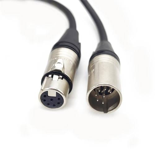 FOWIUNYE 7 Pin XLR Cable Connector, 7 Pin XLR Tube Microphone Cable Balanced Male to Female Connections for Microphone and Audio Interface, Straight Female to Male XLR Plug Cable(5Meter)