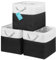 OrganiHaus 28x28 Cube Storage Bins Set of 3, Fabric Cube Baskets for Storage Shelves, Foldable Storage Cubes for Kallax Organizer Cube Bins w Rope Handles, Cubby Bins for Nursery Decor Black/White
