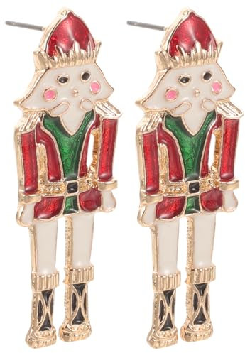 MAGICLULU 1 Paar Weihnachts-Ohrstecker Aus Metall Mit Nussknacker-Ohrringen Für Damen Und Mädchen Weihnachten Geburtstag Schmuck Geschenk 1 77 X 0 6 Zoll