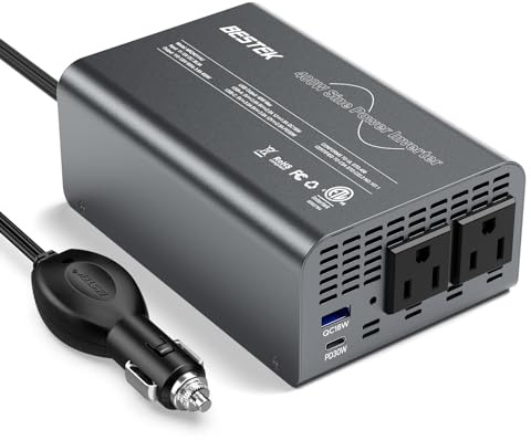 BESTEK 400W Pure Sine Wave Power Inverter - DC 12V to 110V AC Converter, Fast Car Charger Adapter with 30W USB-C/18W Quick Charge/Dual 110V AC Outlet, Car Plug Adapter Outlet for Laptop