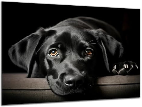 Munera Design - Bild 40x60 - schwarzer Labrador Hunde Portrait - Wand-Bilder Wohnzimmer