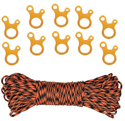 Corde de Tente pour Camping avec Tendeur Corde 31m Nylon Cordage 4 mm Guy Rope