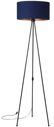 decorwelt Stehleuchte Stehlampe aus Metall Wohnzimmer Blau-Gold Bodenlampe Standleuchten Beleuchtung Lampe Esstischlampe Esszimmer Schlafzimmer