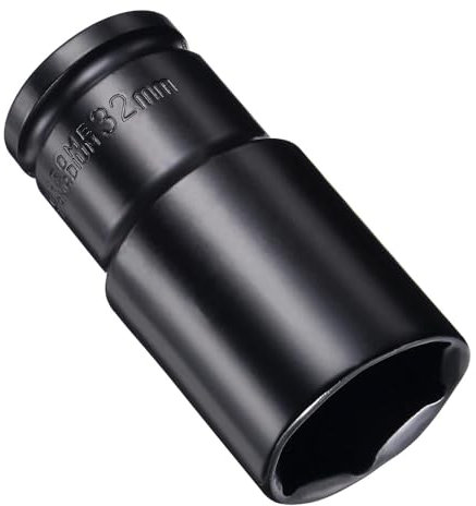 Juttzzei Deep Impact Socket - 1/2 Inch Drive by 32mm, Heat-Treated CR-V Steel Socket with 78mm Length, 6-Point Metric Sizes for Car & Home Repair