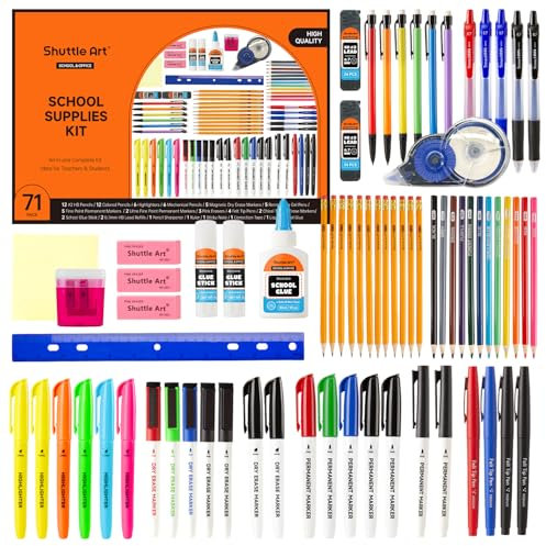 Shuttle Art 71 PCS Back to School Stationery Supplies Set, Student & Teacher Study Essentials for Secondary School, University, School & Office Stationary Kit Including Pens, Markers, Notebooks etc