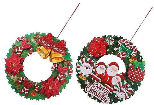 LABRIMP Klassischer schöner Weihnachtskranz aus Papier für die Türdekoration im Freien