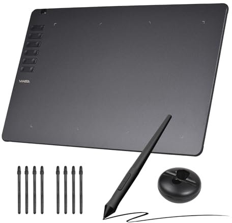 kosingna T1161 Graphics Drawing Tablet Ultra-thin Art Creation Sketch with Battery- Stylus 8 Pen Nibs 8192 Levels Pressure 12 Customized Shortcut Keys Compatible with Windows Android OTG