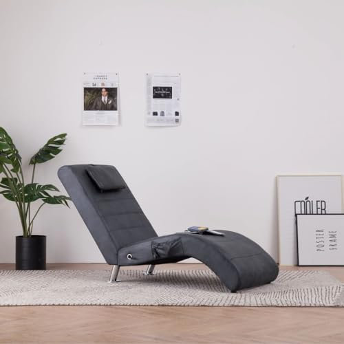 Willood Massage Chaiselongue mit Kissen Grau Wildleder-Optik