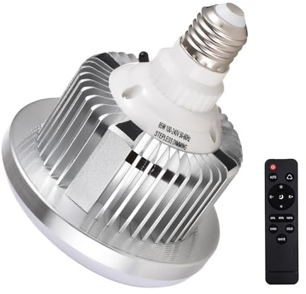 Obetuens Lampadina LED da 85 W, lampada fotografica dimmerabile da 3000 K a 5500 K con telecomando, attacco E27 per illuminazione da studio, casa, cucina, garage e ufficio (1 confezione)