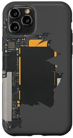 Coque pour iPhone 11 Pro Carte mère avec fond noir cassé