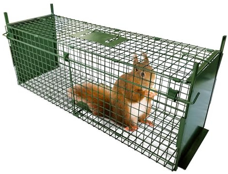 ARIFARO Tierkäfig Falle 100cm L X 29,5cm B X 30,5cm H Doppeltürige Käfigfalle für kleine Tiere wie Füchse, Kaninchen, streunende Katzen, Waschbären (Animal Cage Trap)