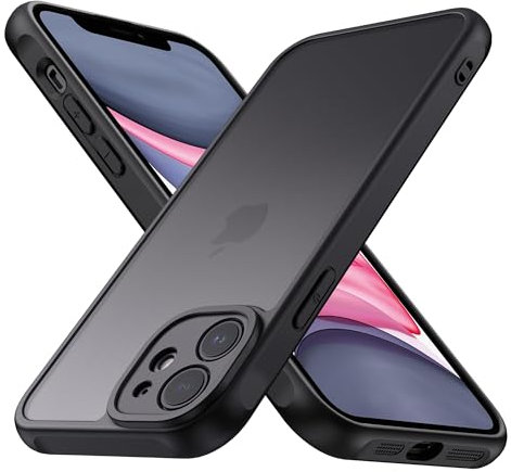 YLK Cover Opaca per iPhone 11, Custodia Posteriore Glassata Traslucida Sottile, Cover per iPhone 11 con Della Fotocamera Protezione (Nero)