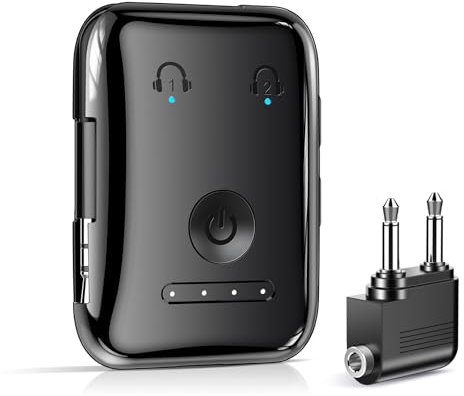 Premium Bluetooth 5.4 Transmitter, Wireless Airplane Adapter, Supports 2 AirPods/Headphones, Bluetooth Transmitter for TV, Airplane, Gym, with Adaptive aptX and Low Latency