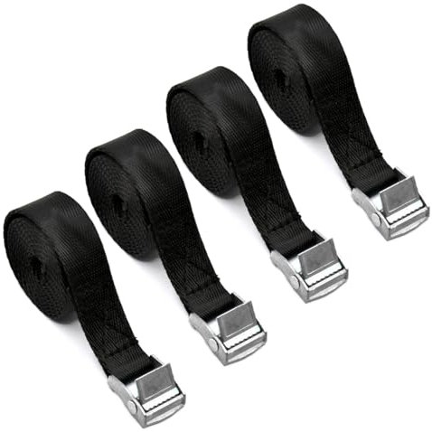 SYEYCW 4 Stück Schwarz Spanngurte Kurz, 1M x 20mm Befestigungsriemen, Zurrgurte mit klemmschloss, Verstellbare Befestigungsgurte, Spanngurte Fahrradträger, für Auto, Sackkarre, Motorrad, Gepäck