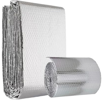 Isolation en aluminium réfléchissant la chaleur – 3,5 m x 61 cm Foil à économie d'énergie | Double barrière rayonnante thermique en aluminium pour fenêtre La porte de toit pour camping-car est facile