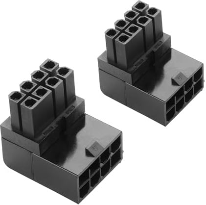 ELFJMZP ATX 8-polige Buchse auf 8-poligen Stecker, 90-Grad-Winkel, Typ B, Stromversorgungsanschluss für Desktop-PC-GPU-Karte, umwandelbar in nach unten gerichtete Ausrichtung (2er-Pack)