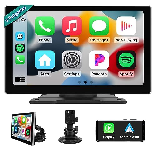 AWESAFE 9 Pulgadas Pantalla CarPlay/Android Auto Inalámbrico/Mirror Link para Coche, Reproductor de Coche Tactíl Admite Bluetooth/SIRI/Asistencia de Voz/USB/TF/FM/AUX/EQ Ecualizador