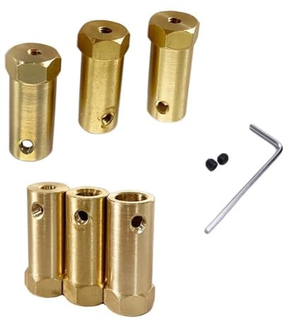 Manchon de raccord d'arbre de moteur en laiton étendu - Rallonge d'arbre de transmission hexagonale de 3 à 8 mm pour moteur de réduction, connecteur de roue hexagonal, pièces de voiture robot et