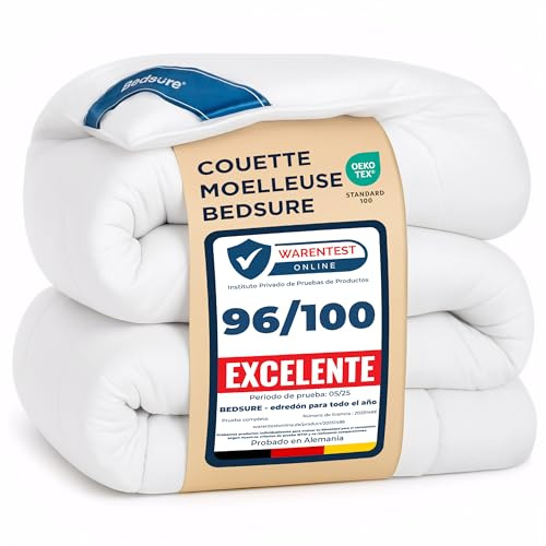 BEDSURE Bettdecke 260x240 Ganzjahresdecke Steppdecke - Bettdecke 260x240cm 4 Jahreszeiten Bettdecken - Oeko-TEX Zertifiziert 300GSM Weiß Sommerdecke, Weiche Warm Duvet Schlafdecke für Allergiker