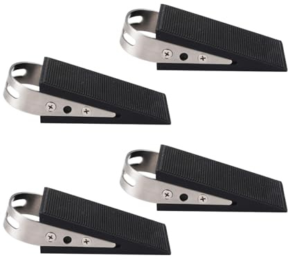 4 Pièces Butée de Porte, Cale Porte en Caoutchouc avec Poignée Acier Inoxydable, Antidérapant et Anti-Rayure, Bloque Porte contre Courant d'Air et Pincement, Pour Maison, Bureau