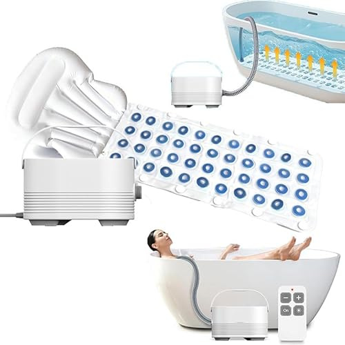 YhsPkAh 200w Electric Bathtub Bubble Massage Mat - 6 Levels Adjustable/Bath Mat Heating | Full Body Spa Bubbling Bath Non-Slip Mat with Remote & Pillow | 47.2 X 15.75 In