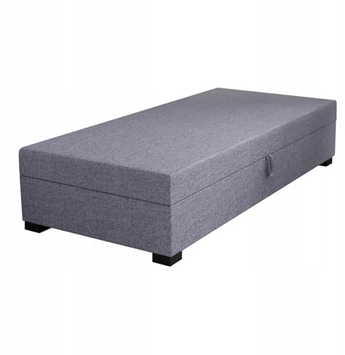 TAPCZANY24 - Boxspringbett Iwo 90x195 cm mit Schaumstoff Matratze | Bett mit Matratze, Polsterbett mit Bettkasten, Gepolstertes Einzel Bett, Schlafsofa - Grau