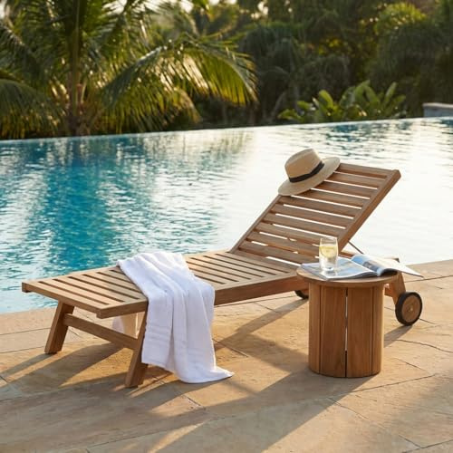 BS COM Lettino da giardino in legno di Teak - LEANDER Marrone