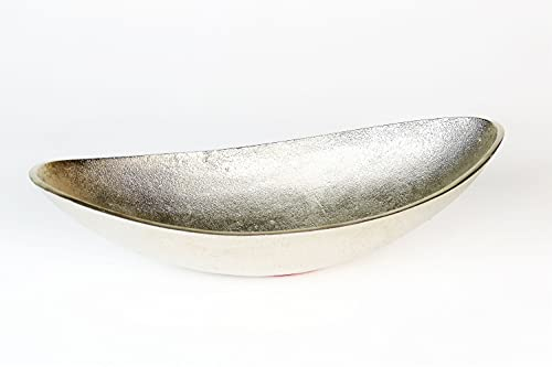 Aluminium Schale 'Lisa' (Größe: L) in Silber oval Tischdekoration Hochzeitdekoration Artra Dekoschüssel Deko Dekoschale Dekoration Obstschale Essen Snacks Süßigkeiten Schiff Esszimmer, Wohnzimmer