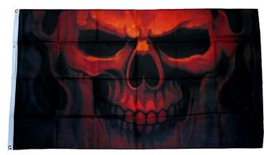 Fahne/Flagge Totenkopf Feuer 90 x 150 cm Fahnen Flaggen