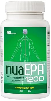 Nua Biological NuaEPA®1200 – Omega-3 100% EPA – 90 Kapseln (3 Monate) – 1200 mg EPA pro Kapsel – Triglycerid-Form – Hohe Konzentration – Ohne leere Fette