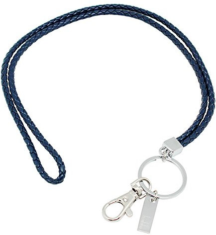 Boshiho PU Leder-Schlüsselband, mit starkem Clip und Schlüsselanhänger für Schlüssel, Ausweiskartenhalter 40,6 cm blau